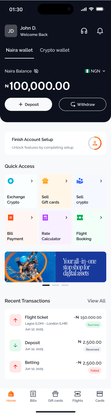 VaultApp Native Mobile App Interface